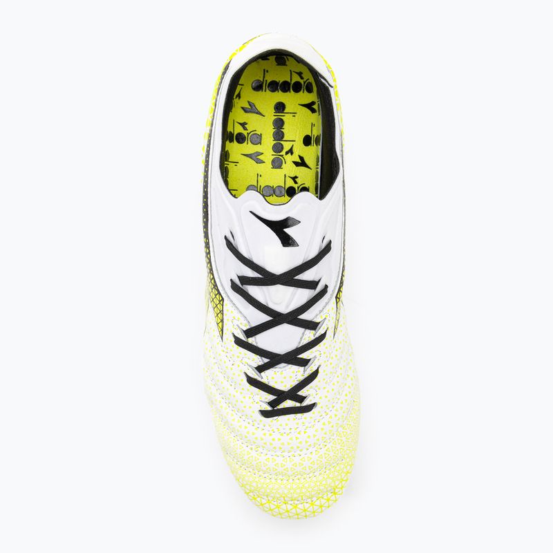 Ghete de fotbal Diadora Brasil Elite Tech GR LPX pentru bărbați, alb/negru/galben-fluo 6