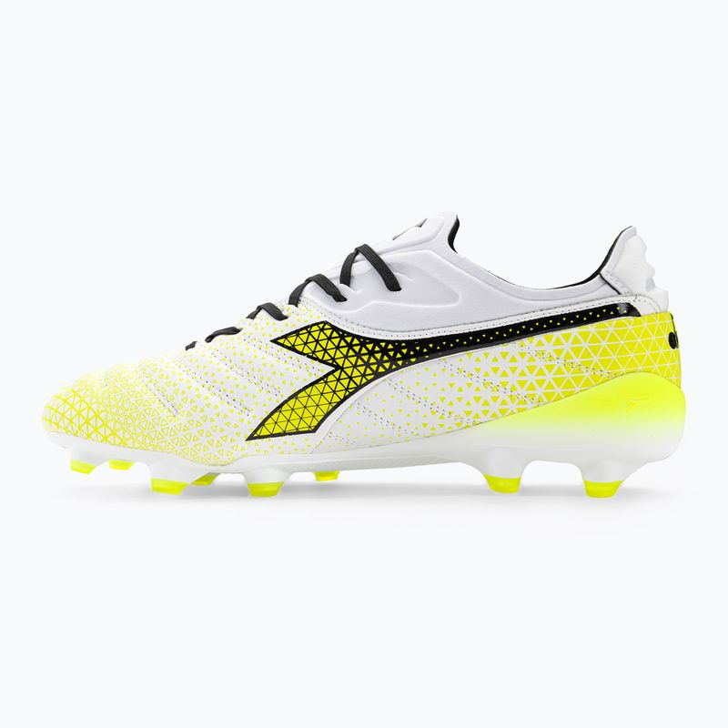 Ghete de fotbal Diadora Brasil Elite Tech GR LPX pentru bărbați, alb/negru/galben-fluo 10
