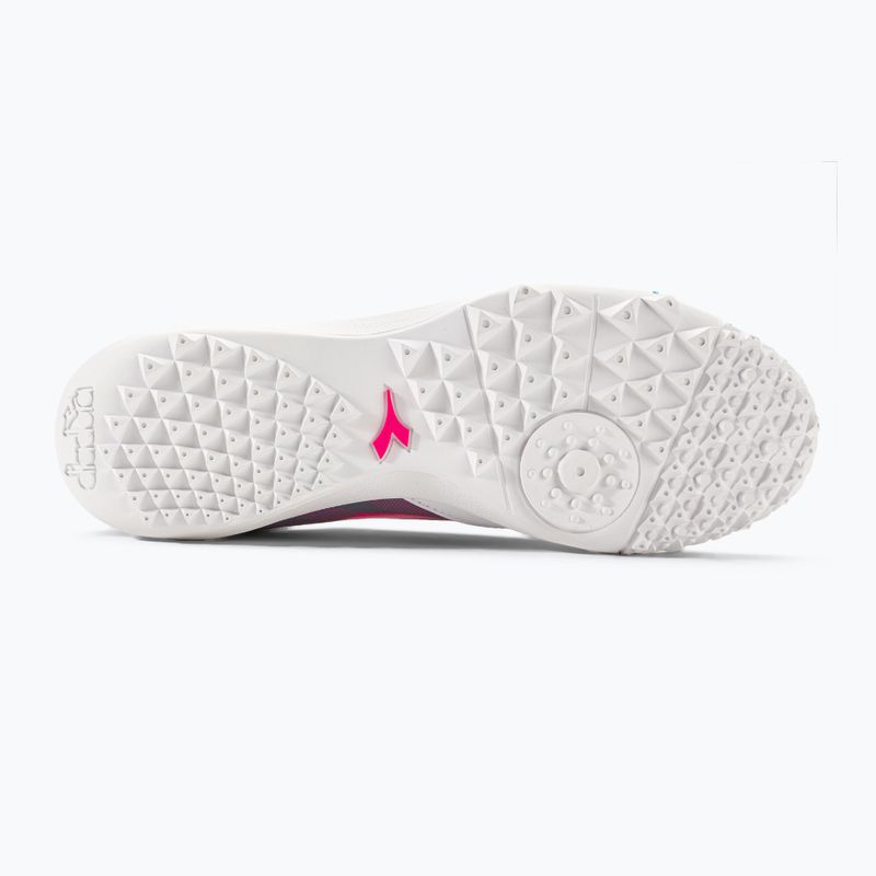 Ghete de fotbal pentru bărbați Diadora Brasil Elite Veloce GR TFR alb/roz fluo/albastru fluo 5