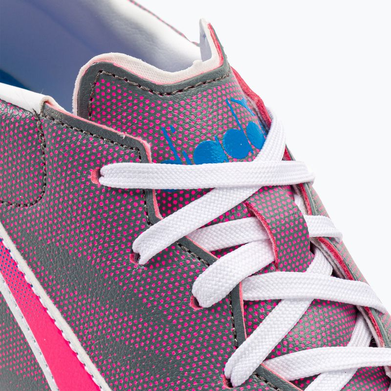 Ghete de fotbal pentru bărbați Diadora Brasil Elite Veloce GR TFR alb/roz fluo/albastru fluo 8