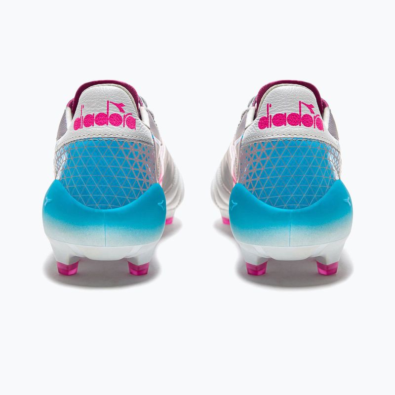 Ghete de fotbal Diadora Brasil Elite Veloce GR ITA LPX pentru bărbați, alb/roz fluo/albastru fluo 12