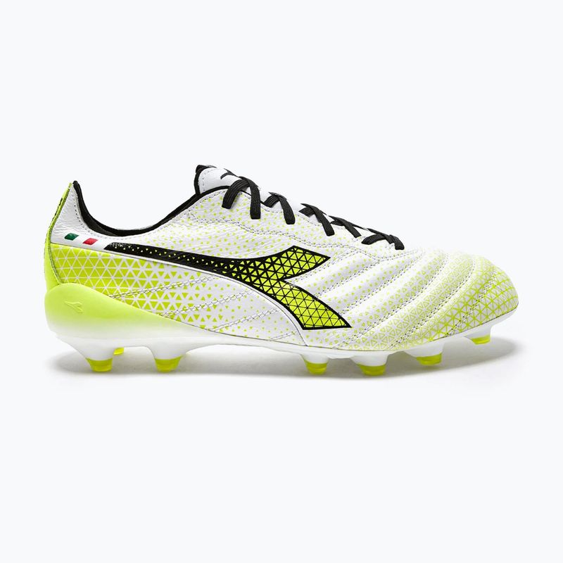 Ghete de fotbal Diadora Brasil Elite Tech GR ITA LPX pentru bărbați, alb/negru/galben-fluo 11