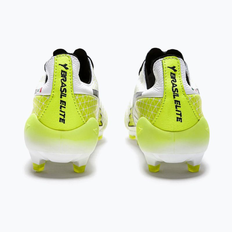 Ghete de fotbal Diadora Brasil Elite Tech GR ITA LPX pentru bărbați, alb/negru/galben-fluo 12