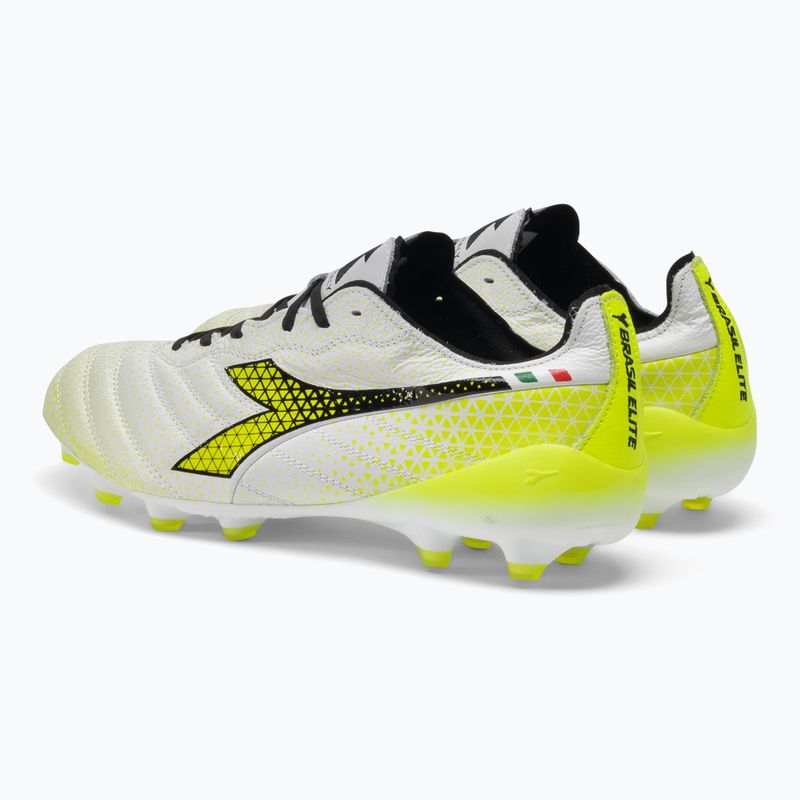 Ghete de fotbal Diadora Brasil Elite Tech GR ITA LPX pentru bărbați, alb/negru/galben-fluo 3