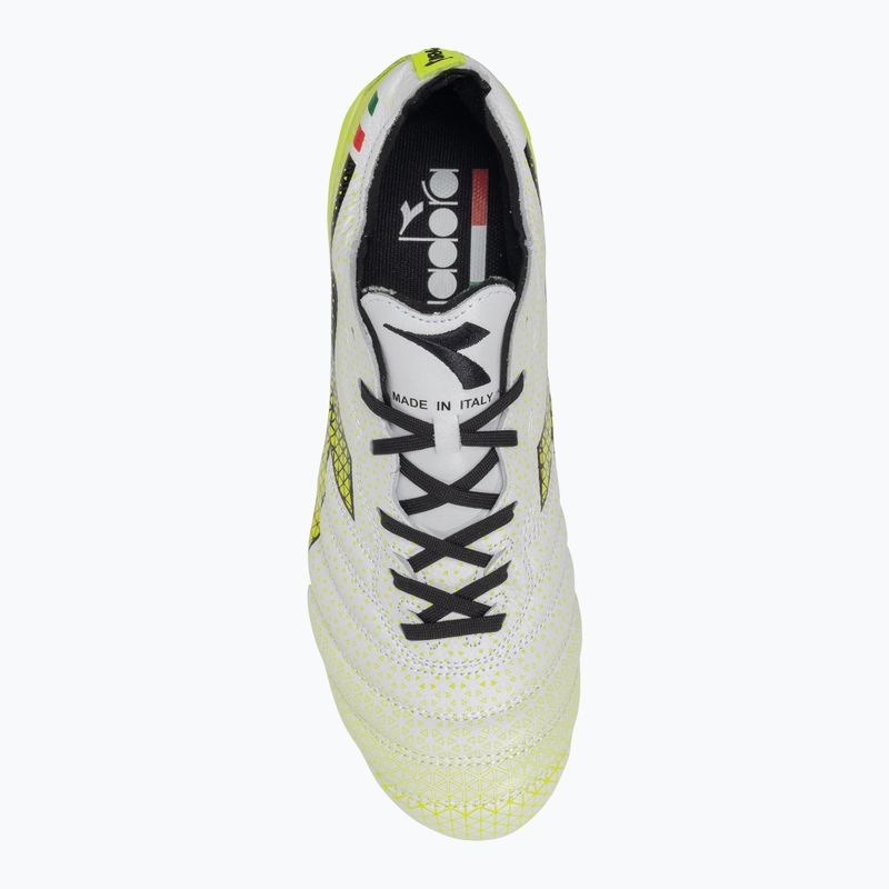 Ghete de fotbal Diadora Brasil Elite Tech GR ITA LPX pentru bărbați, alb/negru/galben-fluo 6