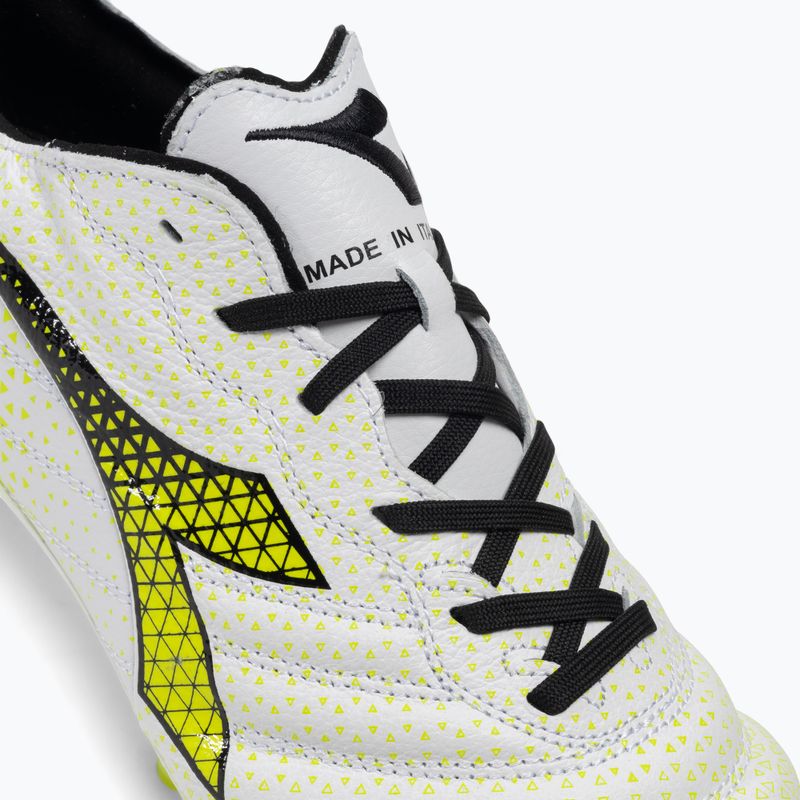 Ghete de fotbal Diadora Brasil Elite Tech GR ITA LPX pentru bărbați, alb/negru/galben-fluo 8