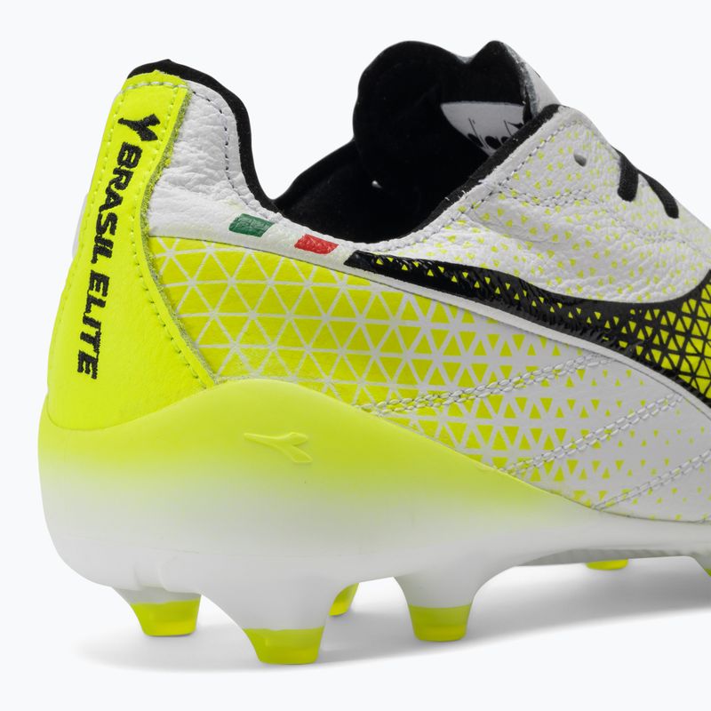 Ghete de fotbal Diadora Brasil Elite Tech GR ITA LPX pentru bărbați, alb/negru/galben-fluo 9