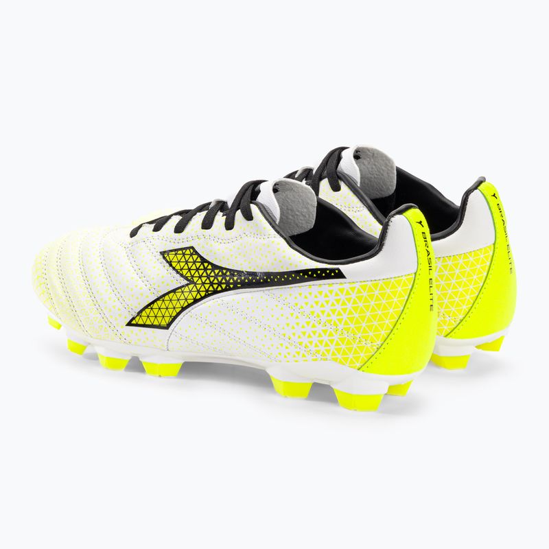 Ghete de fotbal pentru copii Diadora Brasil Elite GR LT LPU Y alb/negru/galben-fluo 3