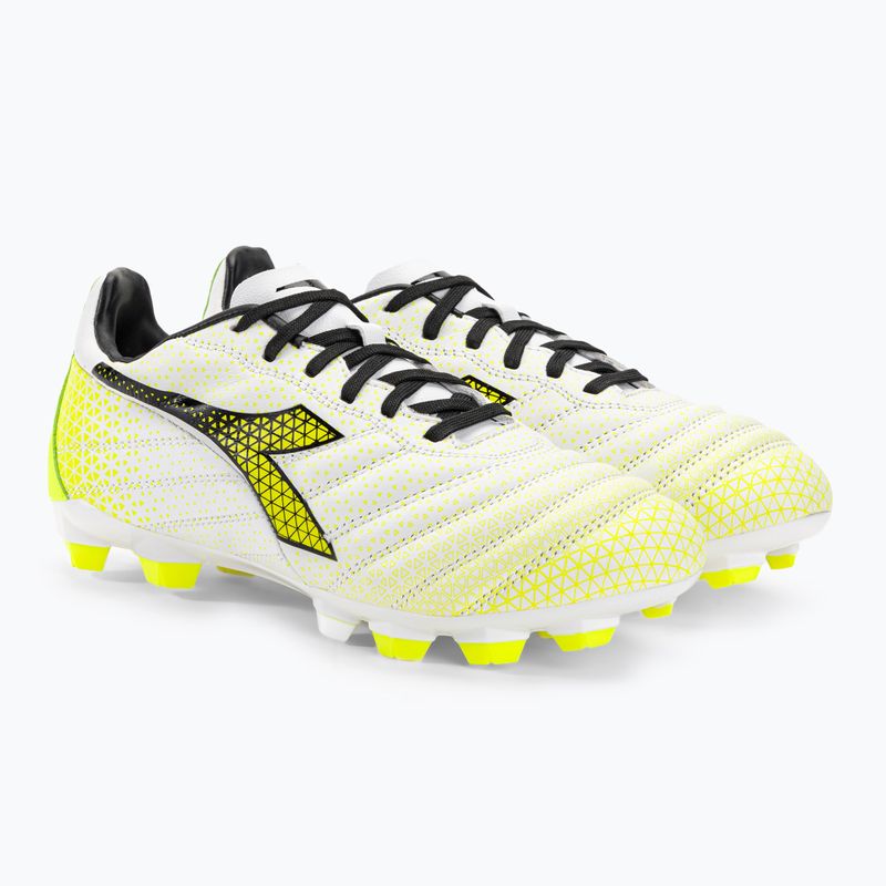 Ghete de fotbal pentru copii Diadora Brasil Elite GR LT LPU Y alb/negru/galben-fluo 4