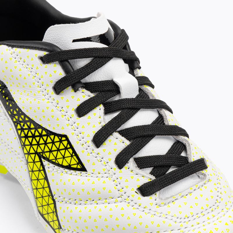 Ghete de fotbal pentru copii Diadora Brasil Elite GR LT LPU Y alb/negru/galben-fluo 8