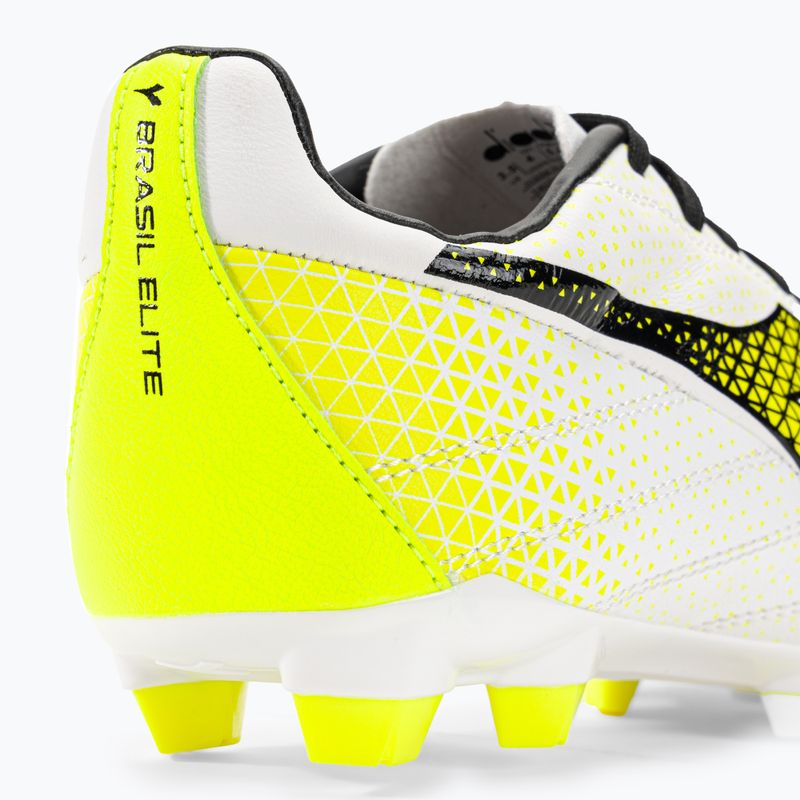 Ghete de fotbal pentru copii Diadora Brasil Elite GR LT LPU Y alb/negru/galben-fluo 9