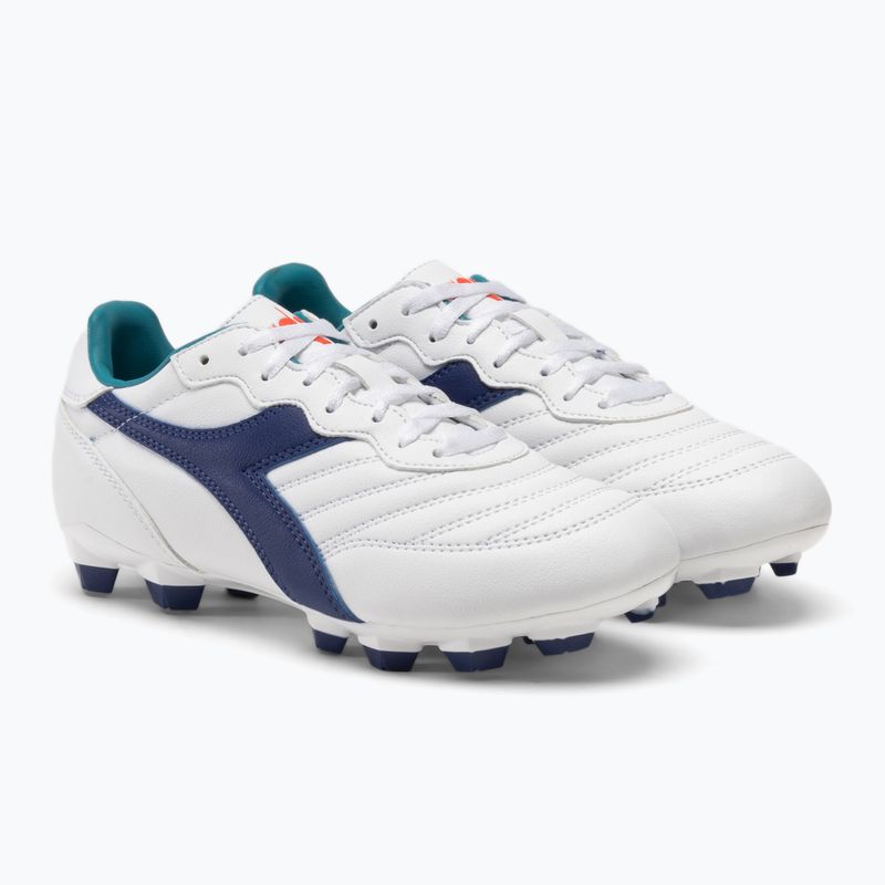 Cizme de fotbal pentru copii Diadora Brasil 2 R LPU JR alb/marin 4