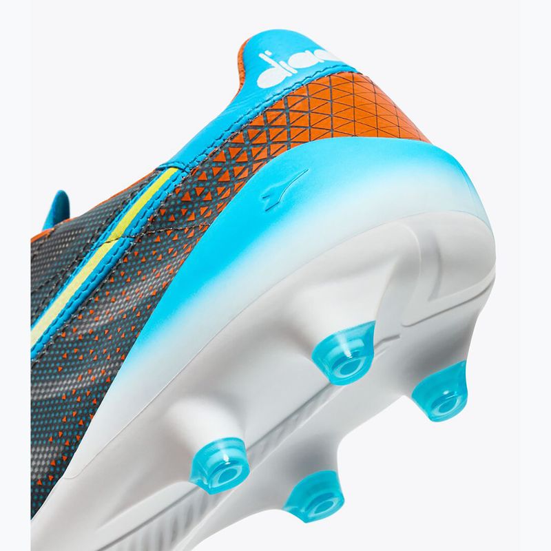 Ghete de fotbal pentru bărbați Diadora Brasil Elite Veloce GR ITA LPX albastru fluo/alb/portocaliu 9