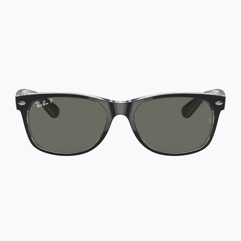 Ochelari de soare Ray-Ban New Wayfarer Classic matte black transparent/green g-15 2