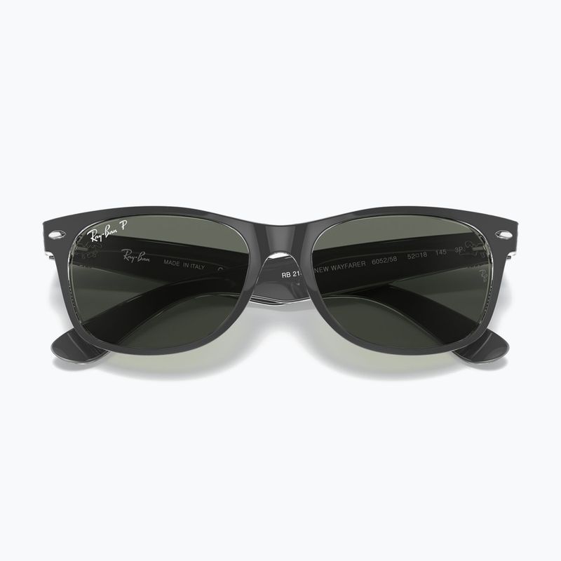 Ochelari de soare Ray-Ban New Wayfarer Classic matte black transparent/green g-15 3