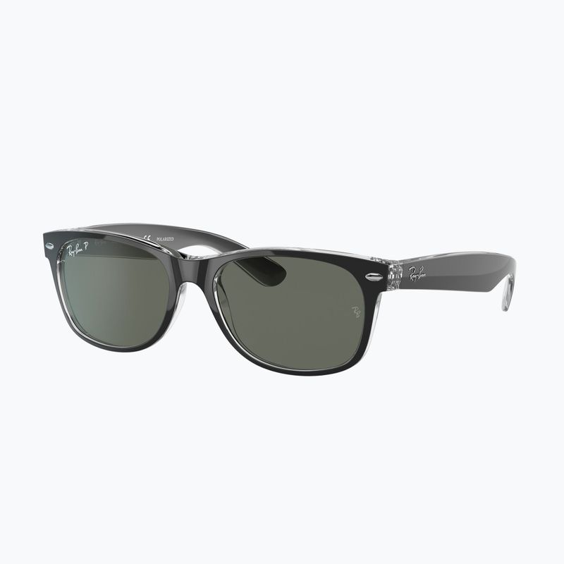 Ochelari de soare Ray-Ban New Wayfarer Classic matte black transparent/green g-15 4