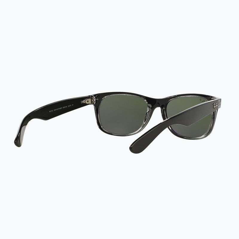 Ochelari de soare Ray-Ban New Wayfarer Classic matte black transparent/green g-15 6