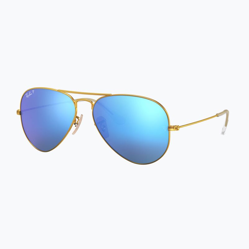 Ochelari de soare Ray-Ban Aviator Classic matt gold/blue polarized 4