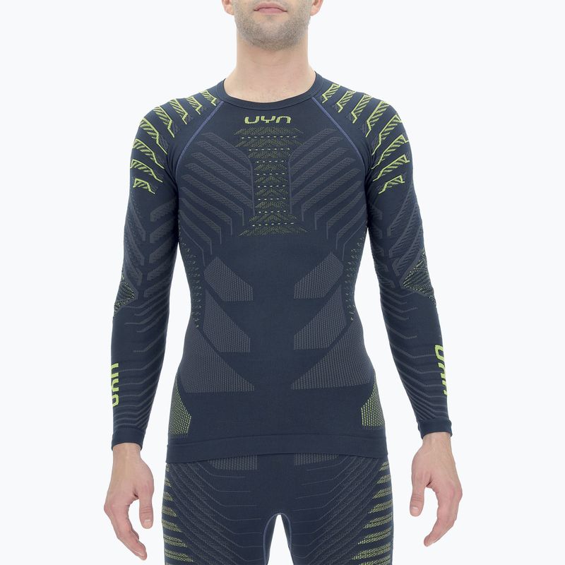 Hanorac termic pentru bărbați UYN Resilyon UW Shirt Round Neck dark blue/yellow 6