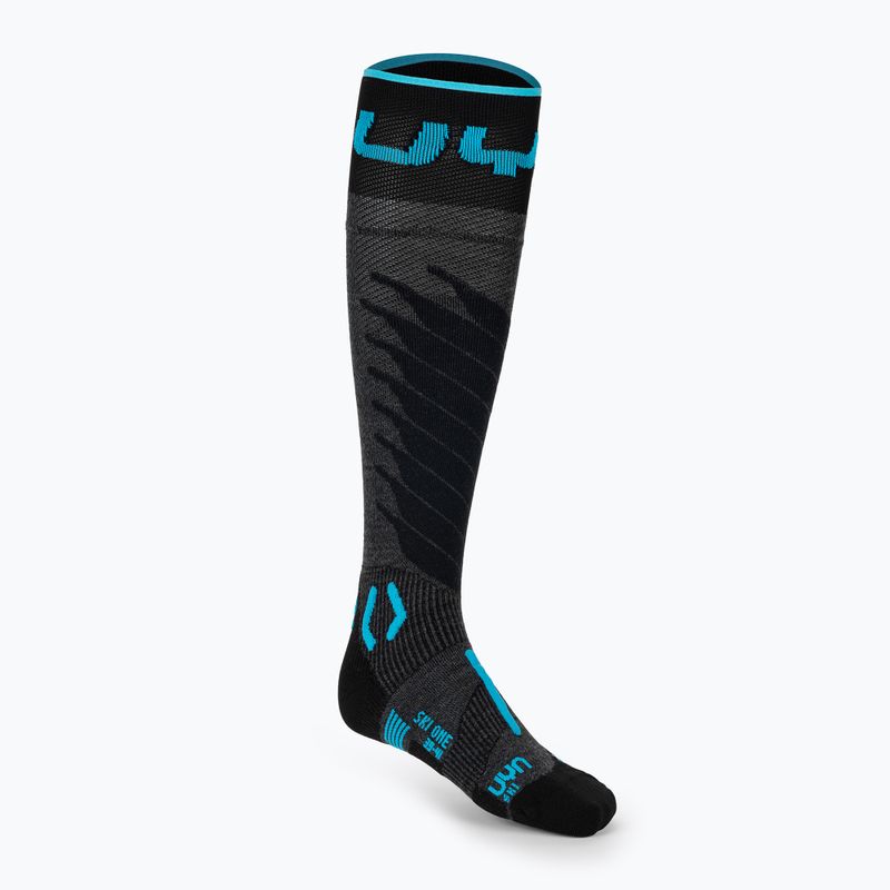 Șosete de schi pentru bărbați UYN Ski One Merino anthracite/turquoise 2