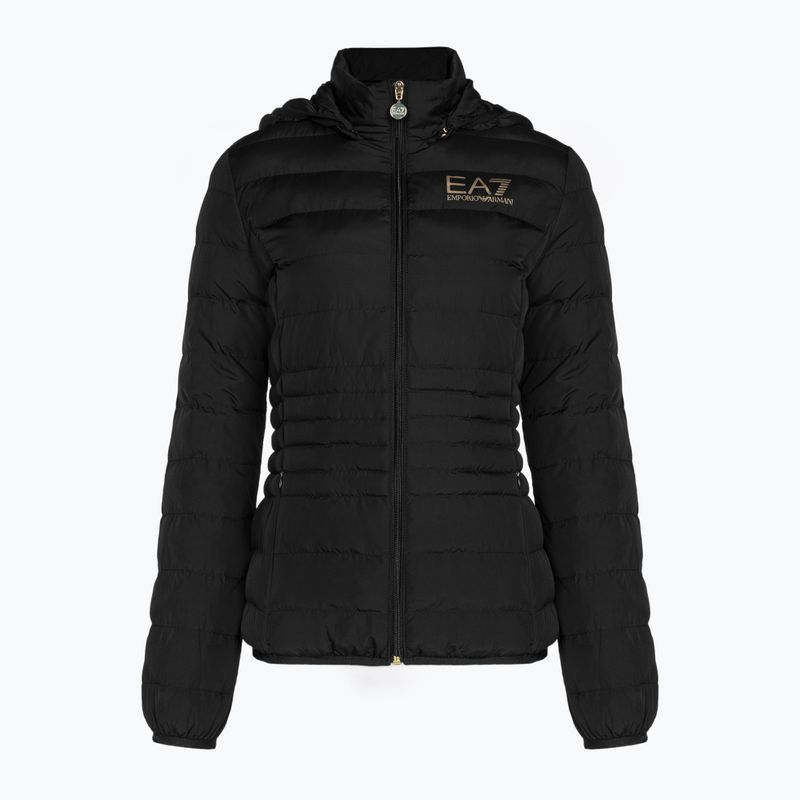 Geacă pentru femei EA7 Emporio Armani Train Core Lady Eco Down Hoodie black/logo light gold