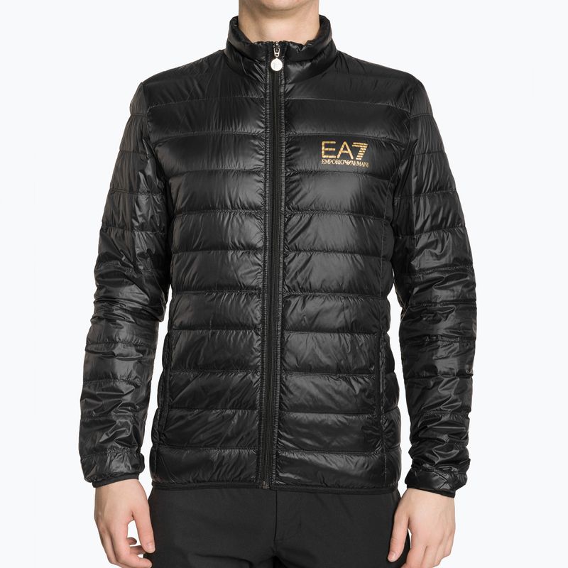 Jachetă bărbătească EA7 Emporio Armani Emporio Armani Train Core ID Down Light cu logo negru/auriu