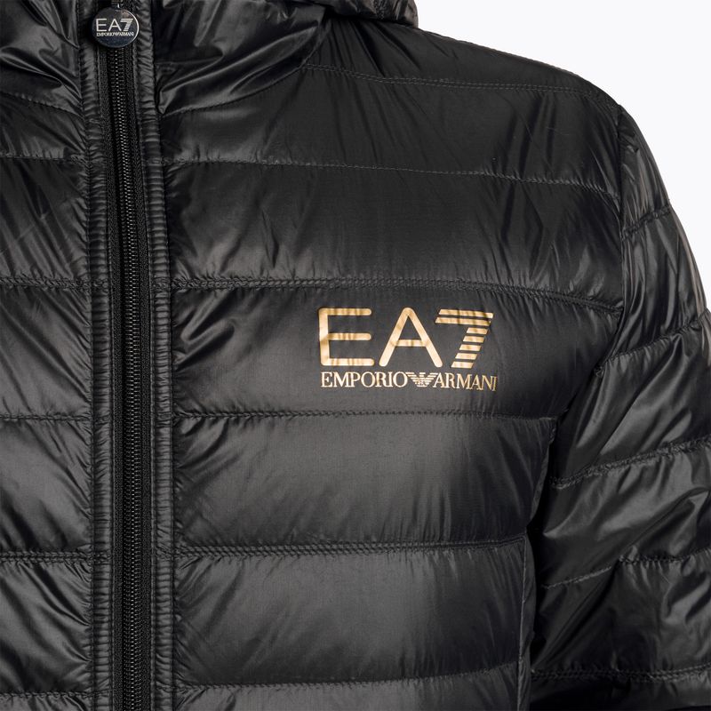EA7 Emporio Armani Emporio Armani Train Core ID Down Light Hoodie cu glugă cu logo negru/auriu pentru bărbați 3