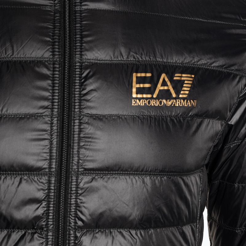 EA7 Emporio Armani Emporio Armani Train Core ID Down Light Hoodie cu glugă cu logo negru/auriu pentru bărbați 9