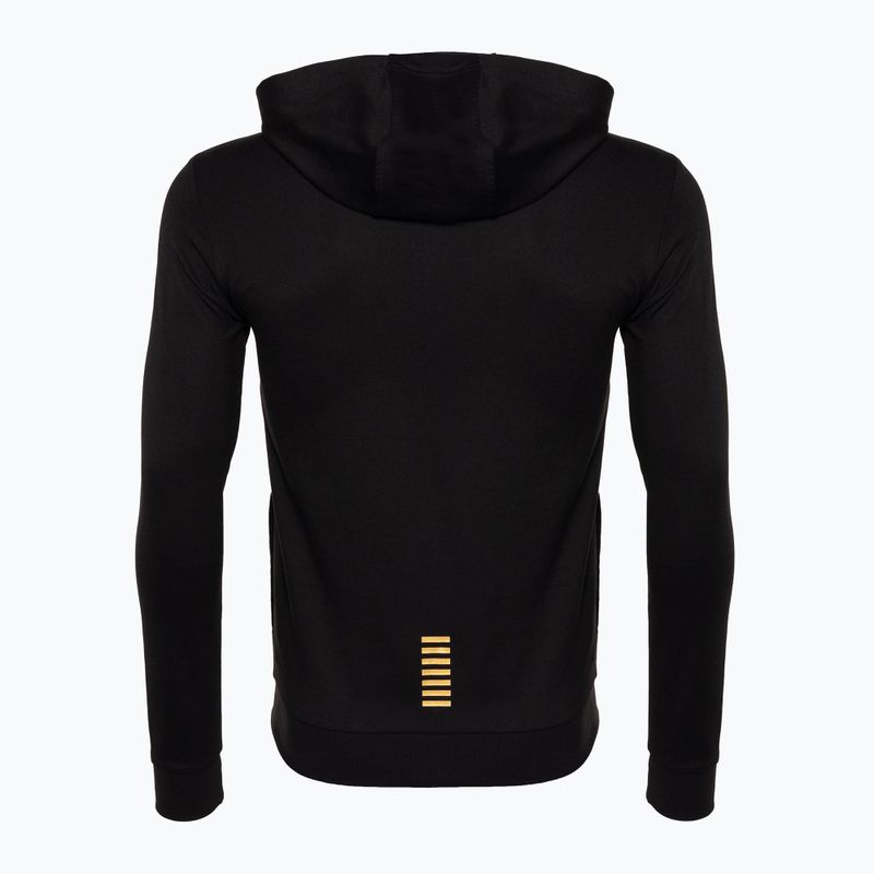 Hanorac cu glugă EA7 pentru bărbați Emporio Armani Train Core ID FZ Coft negru/auriu cu logo negru/auriu 5
