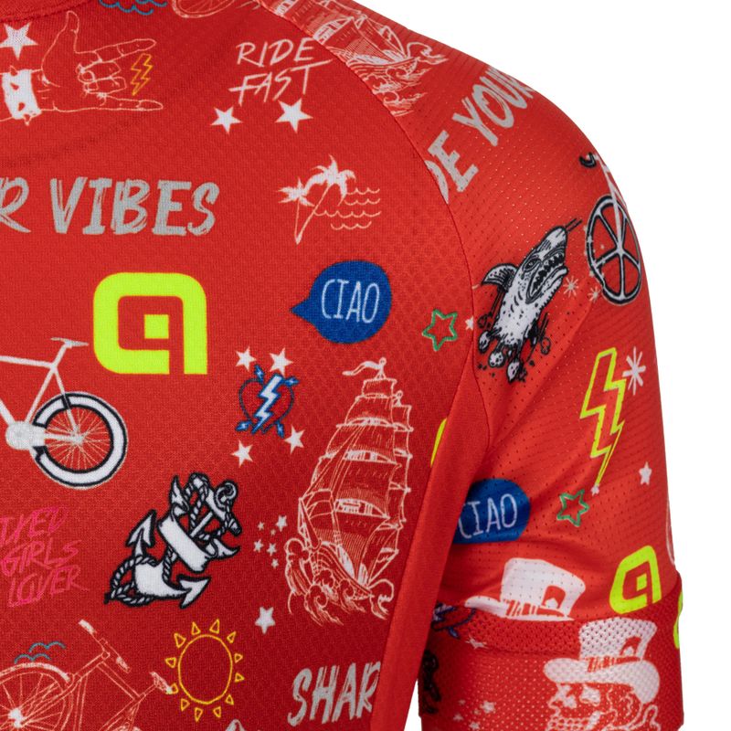 Pentru copii Alé Maglia Mc Vibes tricou de ciclism roșu L22228405 3