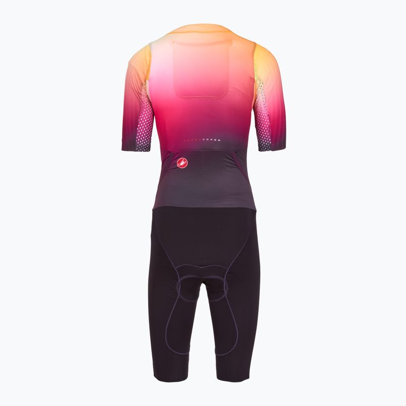 Combinezon de ciclism pentru femei Castelli Free Sanremo 3 SS In dark night shade/vivid orange-bright rose 2