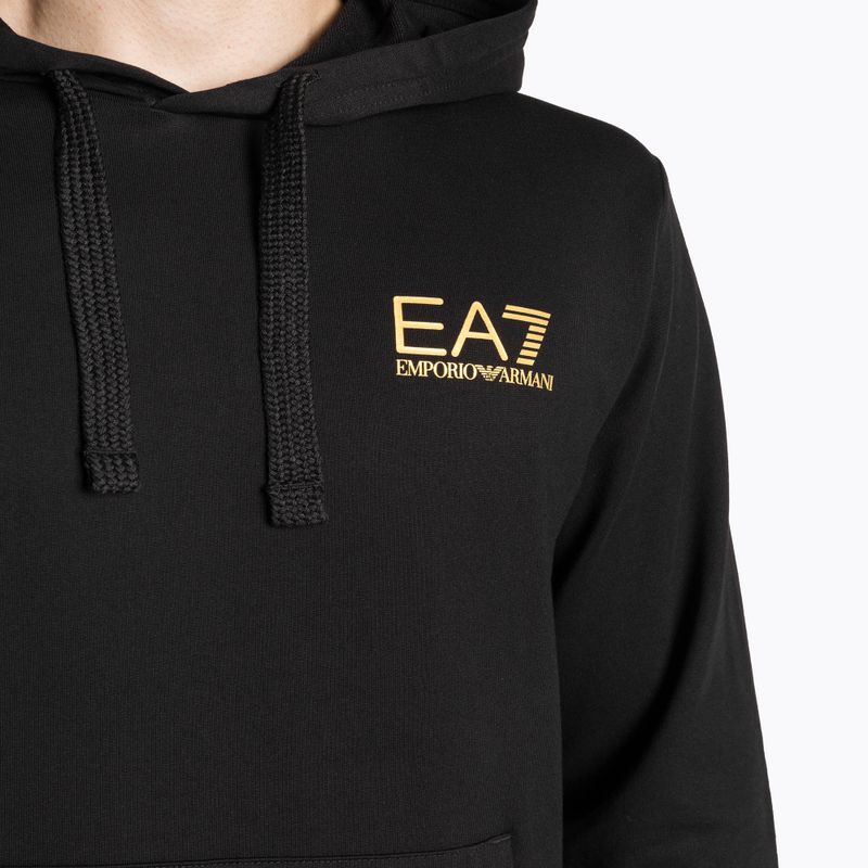 EA7 Emporio Armani Emporio Armani Train Logo Series Hoodie Extended Logo Coft negru/aur tricou cu logo negru/auriu pentru bărbați 3
