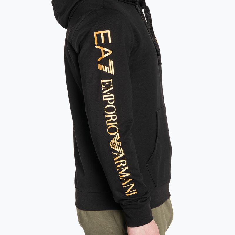 EA7 Emporio Armani Emporio Armani Train Logo Series Hoodie Extended Logo Coft negru/aur tricou cu logo negru/auriu pentru bărbați 4