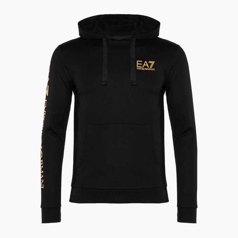 EA7 Emporio Armani Emporio Armani Train Logo Series Hoodie Extended Logo Coft negru/aur tricou cu logo negru/auriu pentru bărbați 5