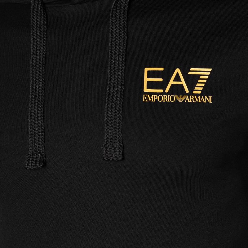 EA7 Emporio Armani Emporio Armani Train Logo Series Hoodie Extended Logo Coft negru/aur tricou cu logo negru/auriu pentru bărbați 7
