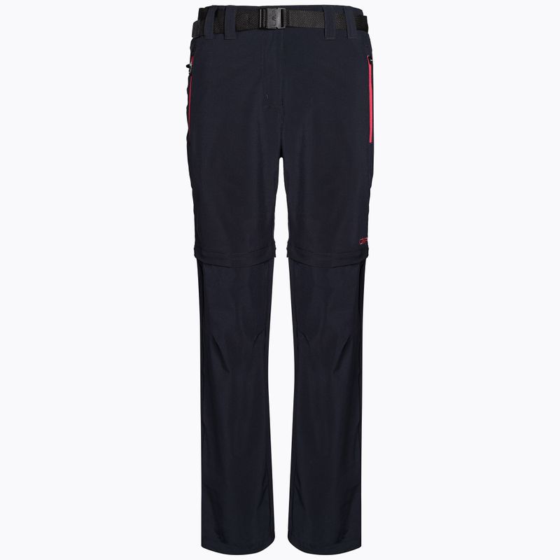 Pantaloni de trekking pentru femei CMP Zip Off 05UG negru/roz 3T51446/05UG/D34