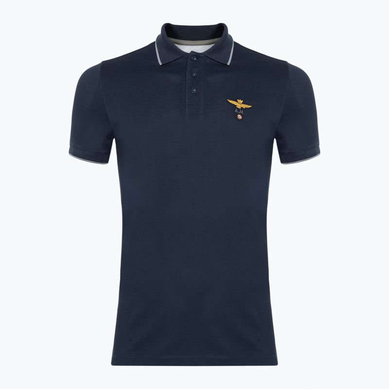 Tricou polo pentru bărbați Aeronautica Militare Essential blue/black