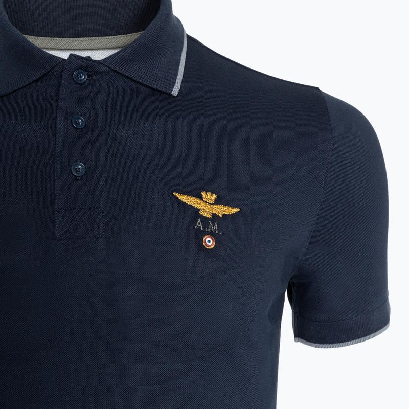 Tricou polo pentru bărbați Aeronautica Militare Essential blue/black 3