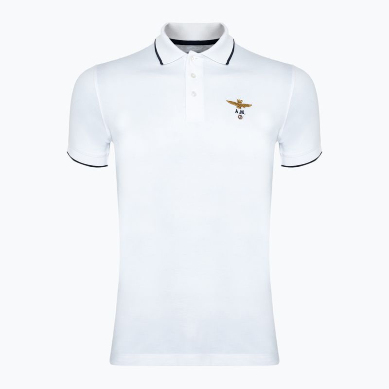 Tricou polo pentru bărbați Aeronautica Militare Essential off white