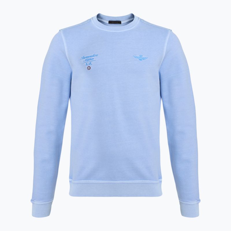 Tricou spălat Aeronautica Militare Girocollo albastru gheață pentru bărbați