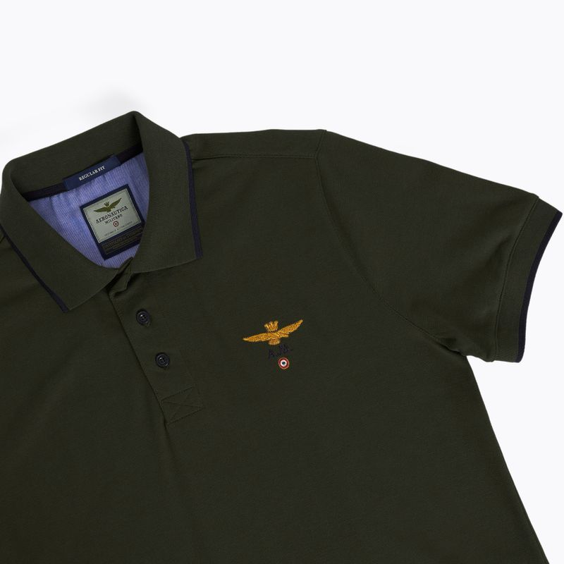 Polo pentru bărbați Aeronautica Militare Essential verde scuro 3