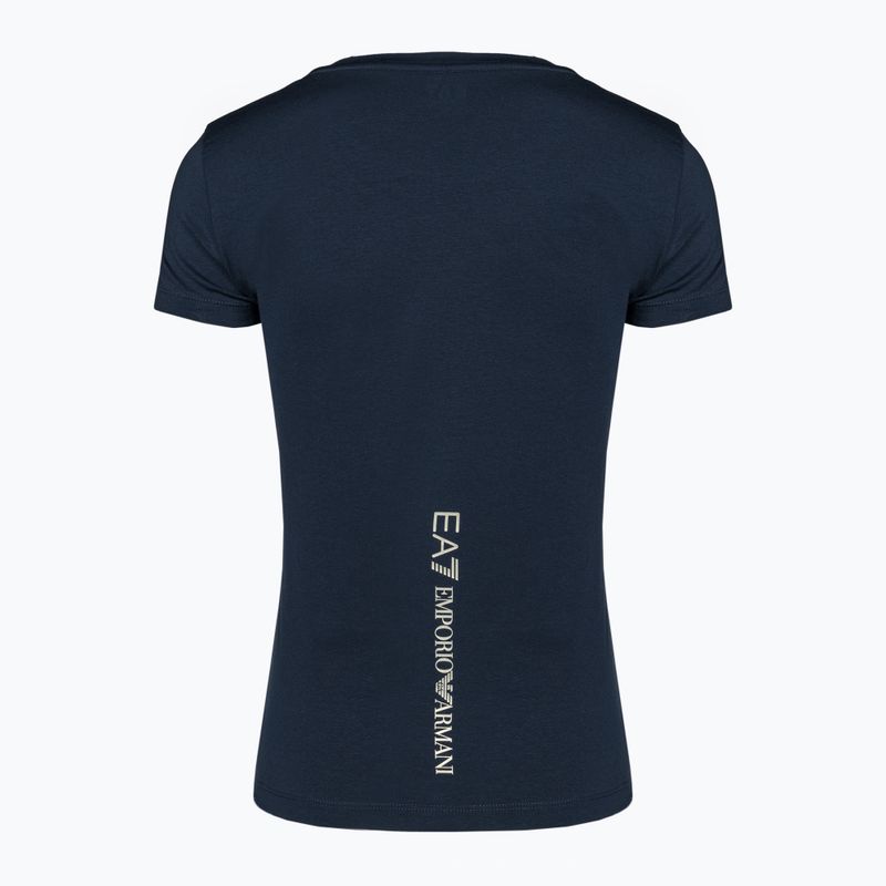 Tricou EA7 Emporio Armani Train pentru femei, de culoare albastru marin strălucitor/logo auriu deschis 2