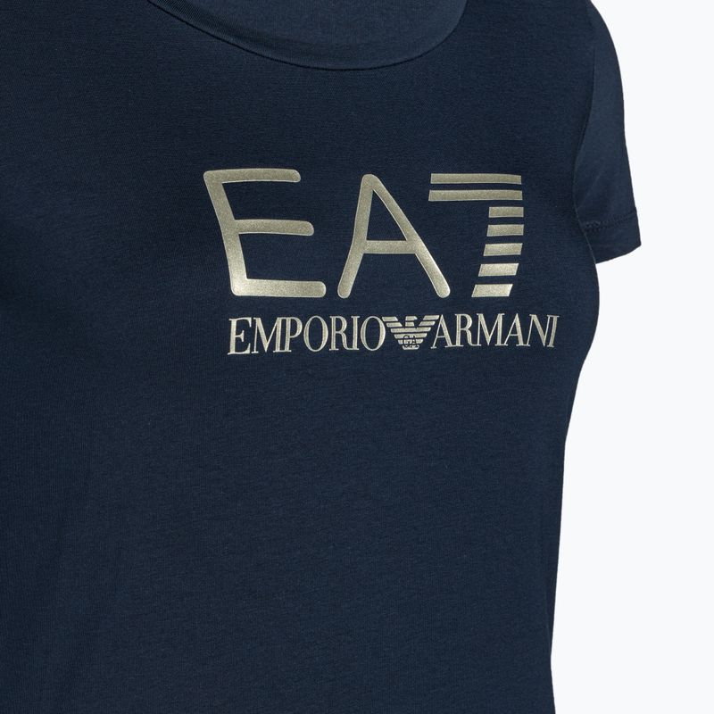 Tricou EA7 Emporio Armani Train pentru femei, de culoare albastru marin strălucitor/logo auriu deschis