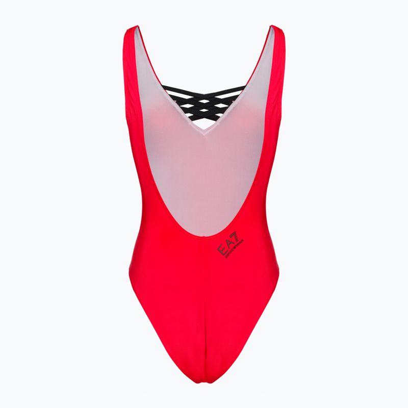 Costum de baie dintr-un element pentru femei EA7 Emporio Armani Water Sports BW Tape rosso 2