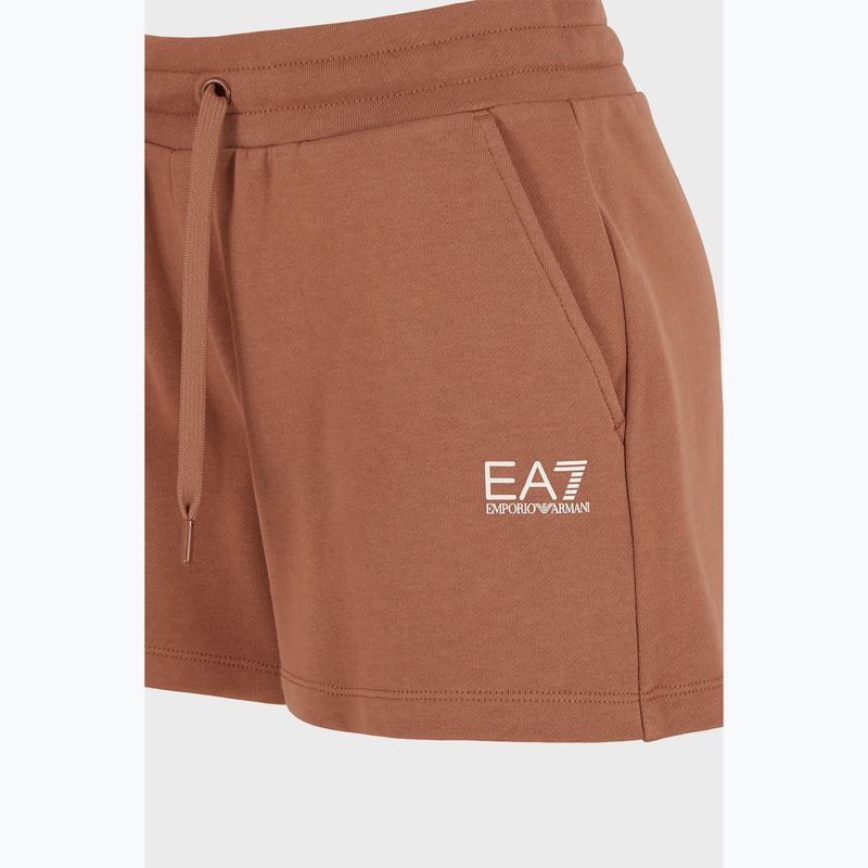 Pantaloni scurți de damă EA7 Emporio Armani Train Shiny tan/logo pristine pentru femei 3