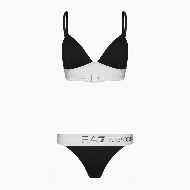 Costum de baie din două elemente pentru femei EA7 Emporio Armani Water Sports BW Maxi Logo bianco/nero