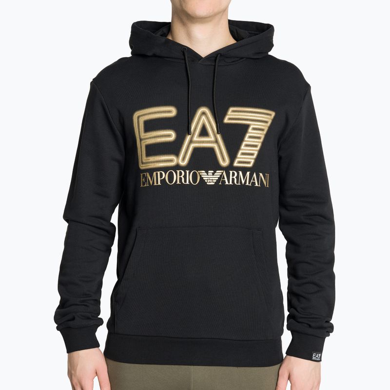 EA7 Emporio Armani Emporio Armani Train Logo Series Oversize Logo Hoodie Coft negru pentru bărbați