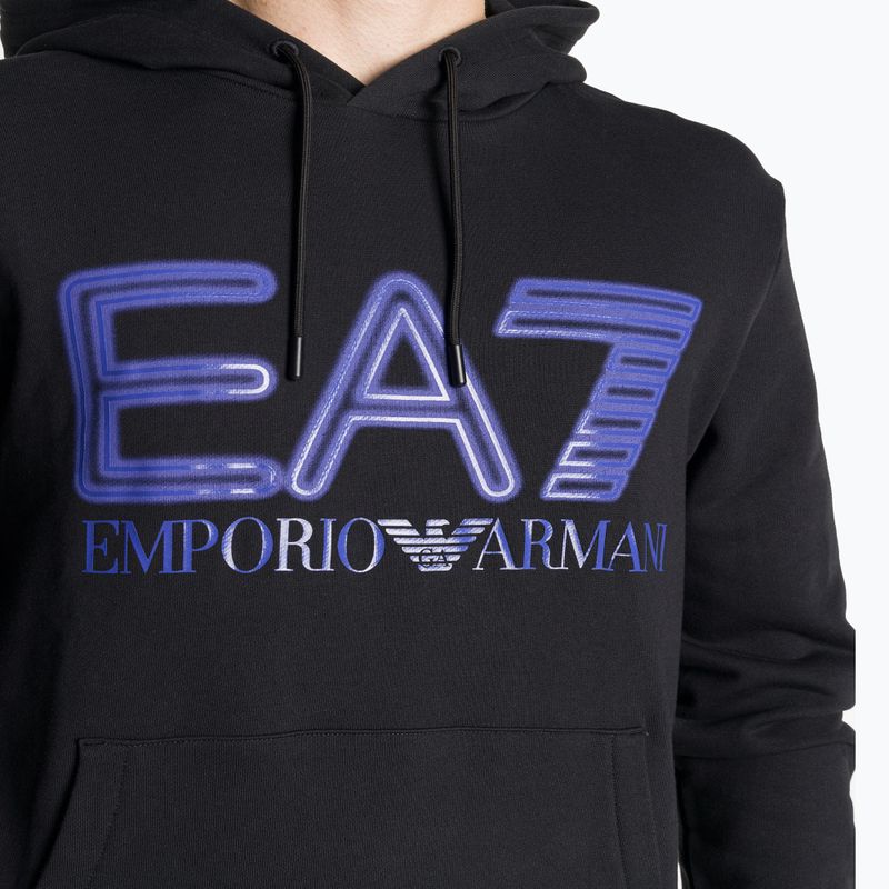 EA7 Emporio Armani Emporio Armani Train Logo Series Oversize Logo Hoodie Coft negru pentru bărbați 3