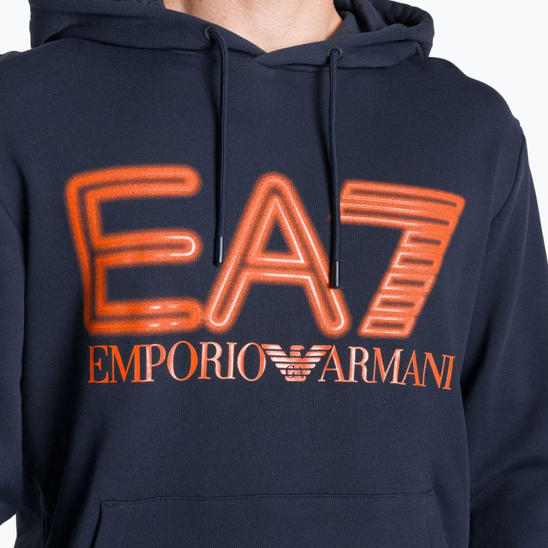 EA7 Emporio Armani Emporio Armani Train Logo Series Oversize Logo Hoodie Coft albastru marin pentru bărbați 3