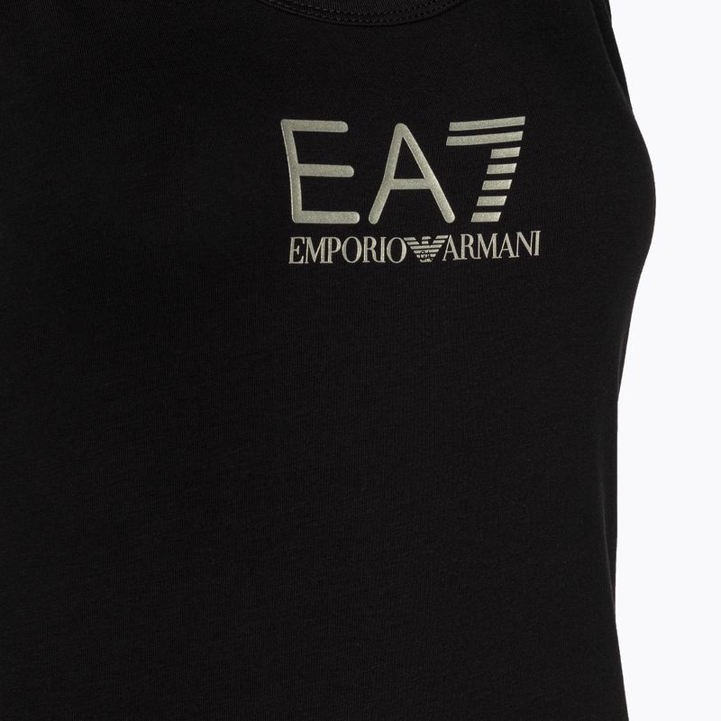 Tricou fără bretele pentru femei EA7 Emporio Armani Train Negru lucios/logo auriu deschis